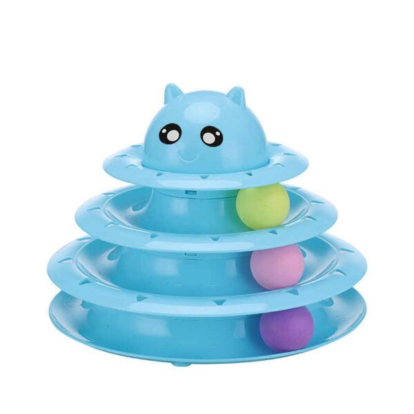 צעצוע מגרה לחתולים עם שלושה כדורים בצבע כחול