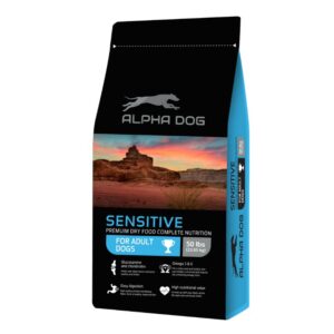 מזון לכלבים רגישים ALPHA DOG בטעם דגים במשקל 22.6 ק"ג
